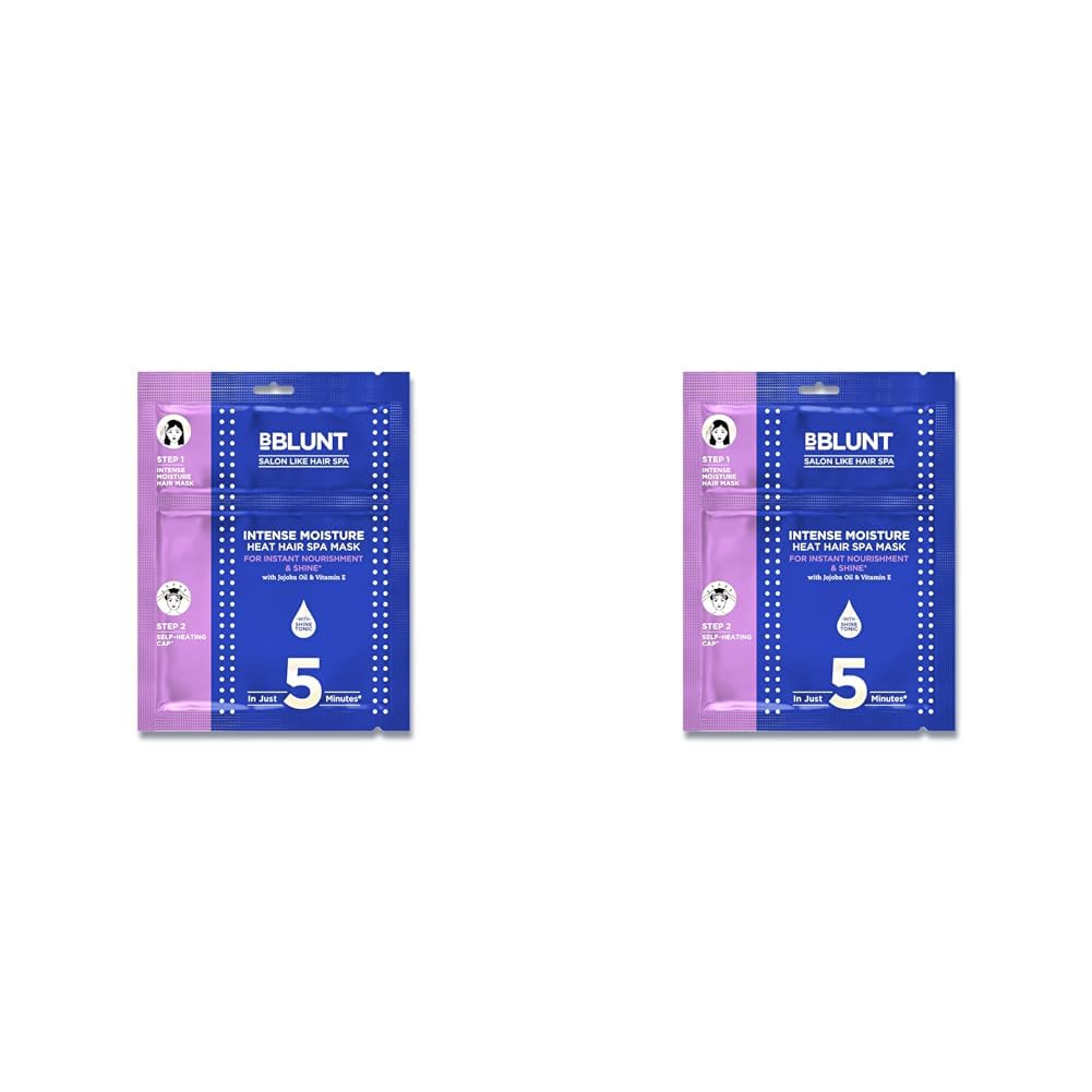 BBLUNT Intense Moisture Heat Hair Spa Mask With Jojoba Oil & Vitamin E For Salon-Like Hair Spa At Home - 70 G (Pack Of 2) For All Skin Types, 1 Count