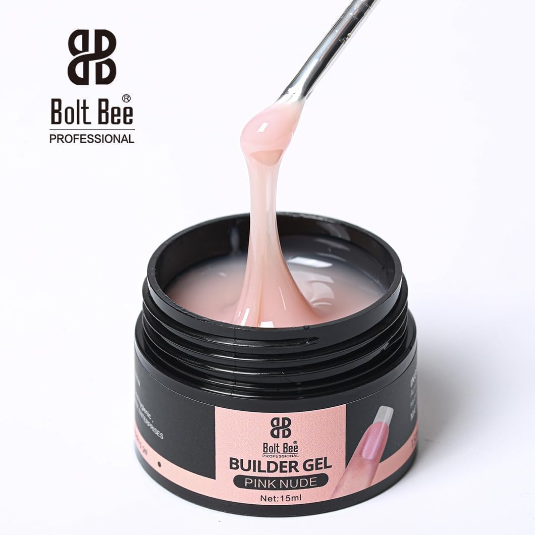 Bolt Bee Professional Builder Gel for Nails - 15ml Nail Extension Gel, Strong UV/LED Soak Off for Nail Sculpting, Durable Nail Enhancement for Salon & Home Use (Nude)
