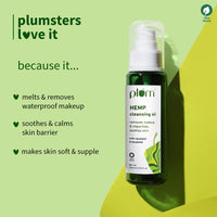 Plum Hemp Cleansing Oil | Removes Makeup & Impurities | Soothes Skin | With Squalane & Bisabolol | All Skin Types | 100% Vegan | 75ml