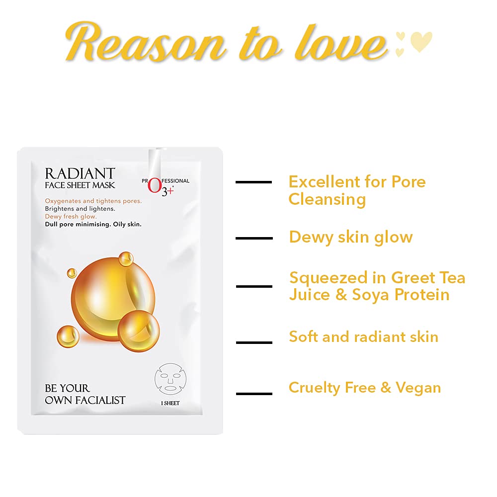 O3+ Facialist Radiant Face Sheet Mask for Oxygenates and tightens pores to reduce uneven skin tone (30g)