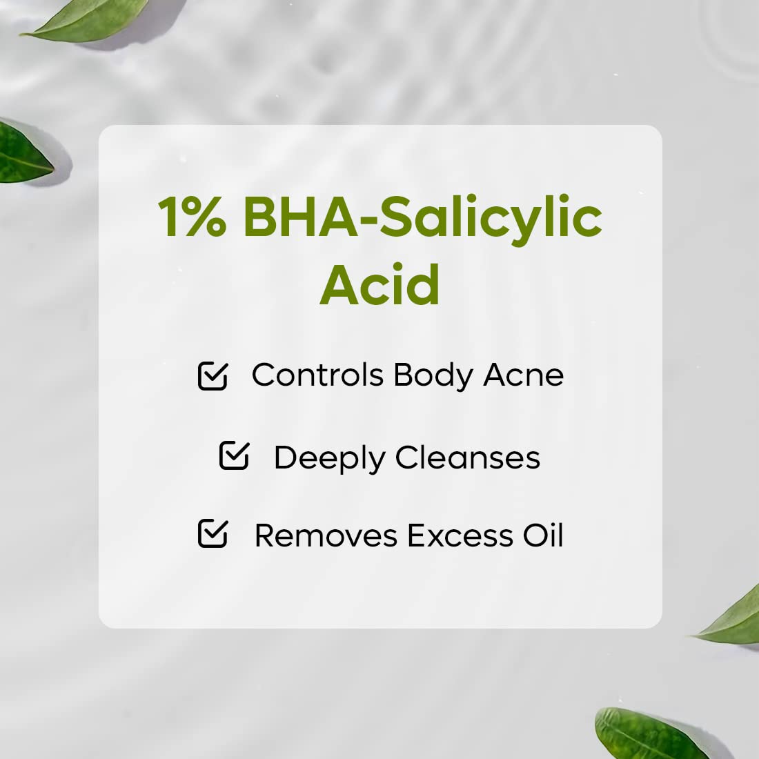 mCaffeine 1% Salicylic Acid Body Wash for Acne & Dark Spots | BHA Body Wash for Body & Back Acne | Shower Gel | Daily Use Shower Gel for Men & Women - 200ml