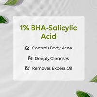 mCaffeine 1% Salicylic Acid Body Wash for Acne & Dark Spots | BHA Body Wash for Body & Back Acne | Shower Gel | Daily Use Shower Gel for Men & Women - 200ml
