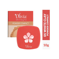 Olivia Weightless Matte Finish Compact Powder for Women | Full Coverage Face Makeup | Non-Oily Matte Look | Pore Minimizing & Evens Out Complexion | For All Skin Types | 10g | 05 White candy