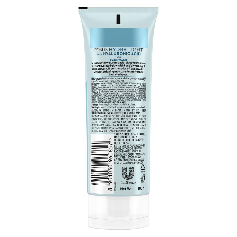 POND's Hydra Light hyaluronic acid hydrating gel facewash hydrate and glow 100g