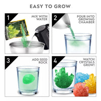 NATIONAL GEOGRAPHIC Mega Crystal Growing Lab, Grow 8 Vibrant Colored Crystals, Includes 5 Real Gemstone Specimens, Light-Up Display Stand & Guidebook
