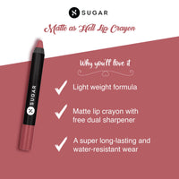 SUGAR Cosmetics Matte as Hell Lip Crayon | Lasts upto 8hrs | Water Resistent Lipstick for Women | 2.5gm - 07 Viola