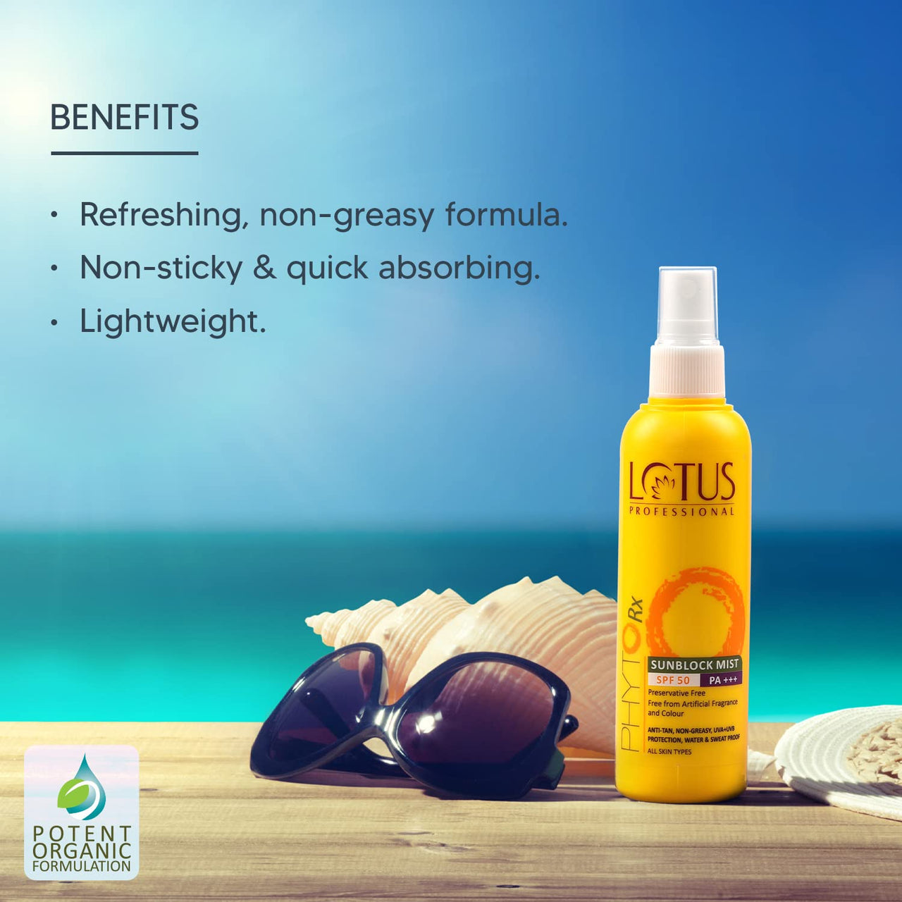 Lotus Professional PHYTORx SUNBLOCK MIST SPF 50 PA+++ | Non greasy finish | High Sun Protection | Damaged skin | Cruelty Free | 100ml