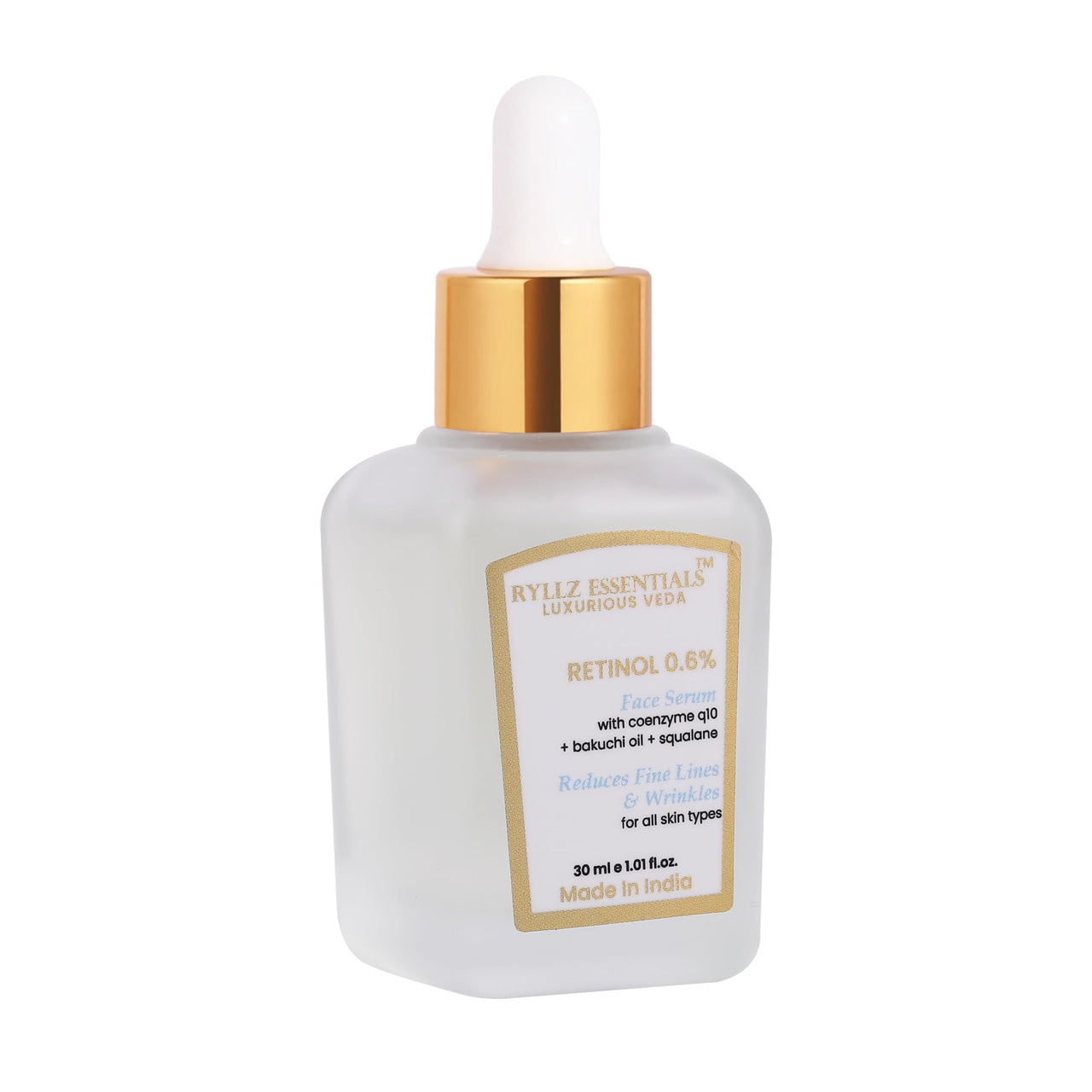 RYLLZ ESSENTIALS Retinol 0.6% Anti Aging Night Serum | with Coenzyme q10, Bakuchiol Oil, Squalane, Rosehip Extract, Azelaic Acid & Niacinamide | for Fine Lines & Wrinkles | For All Skin Types | 30ml