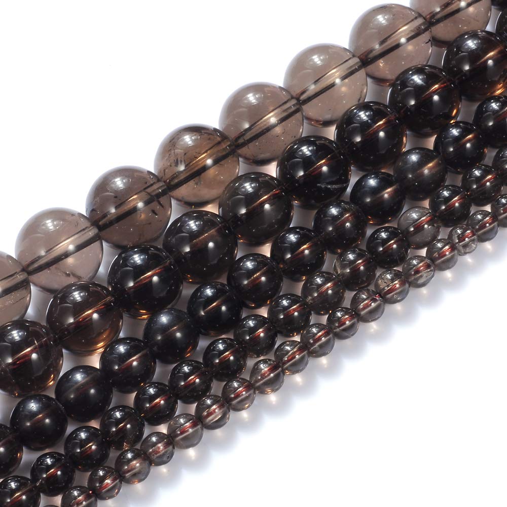 Natural Stone Beads 6mm Smokey Quartz Gemstone Round Loose Beads Crystal Energy Stone Healing Power for Jewelry Making DIY,1 Strand 15"