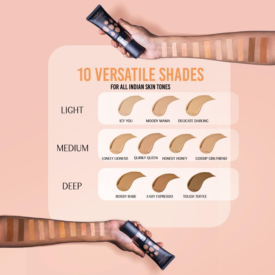 Lovechild Masaba Skip Everything Blurring 4 In 1 Serum Full Coverage Skin Tint For All Skin Type, Natural Coverage, For Daily Use, With Sod Technology, Lonely Lioness, 30Ml