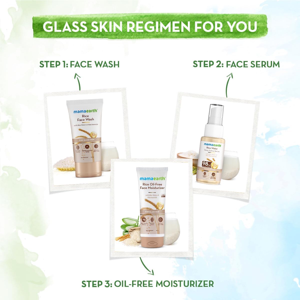 Mamaearth Radiant Rice Glow Combo|Rice Face Wash-100 Ml&Rice Water Dewy Sunscreen-50G|Gently Cleanses Skin|Gives Glass Skin Glow|Evens Skin Tone&For All Skin|Spf 50&Pa++++ Protection,2 Count,Assorted