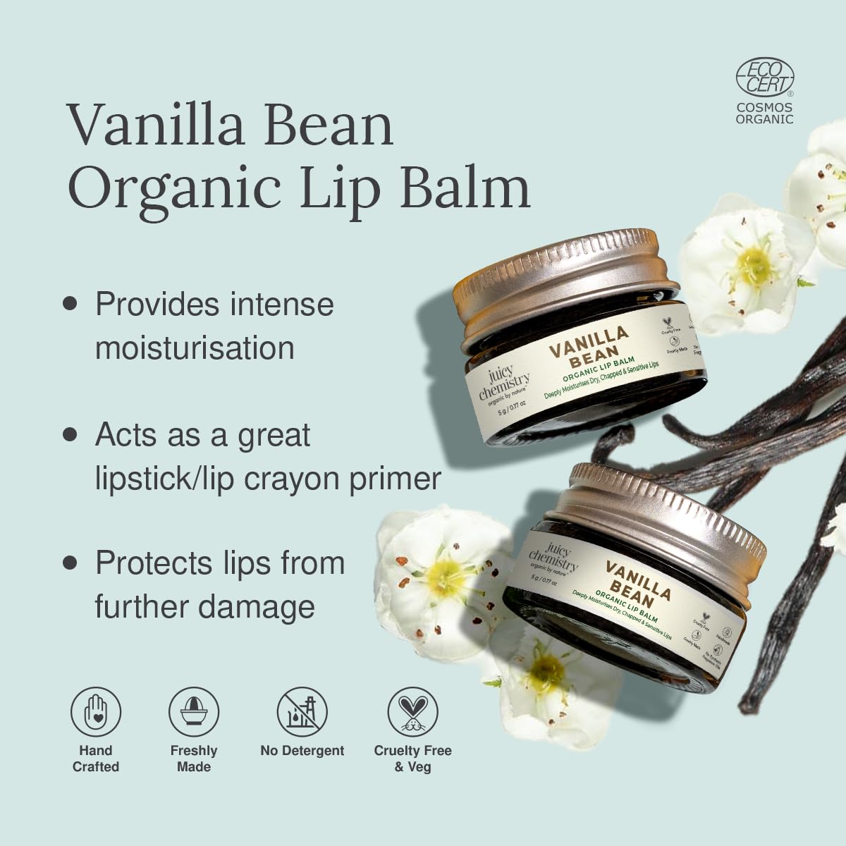 Lip Balm Assorted (Pack of 3), Lip Stack | Blood Orange & Rosehip, Vanilla Bean, Peppermint & Chocolate