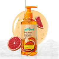 mCaffeine Glow Boost Grapefruit Body Wash | Fruity Grapefruit Aroma | Vitamin C Rich & 5% Glycerine | Deep Cleanse, Detan for Soft & Smooth Skin | Fragrance Shower Gel for All Skin Types- 300 ml