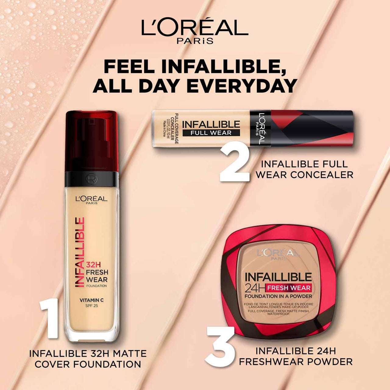 L'Oréal Paris Full Coverage Concealer, Waterproof Formula, For Undereye Circles and Blemishes, For Highlighting and Contouring, Infallible, Shade: 314, 10g