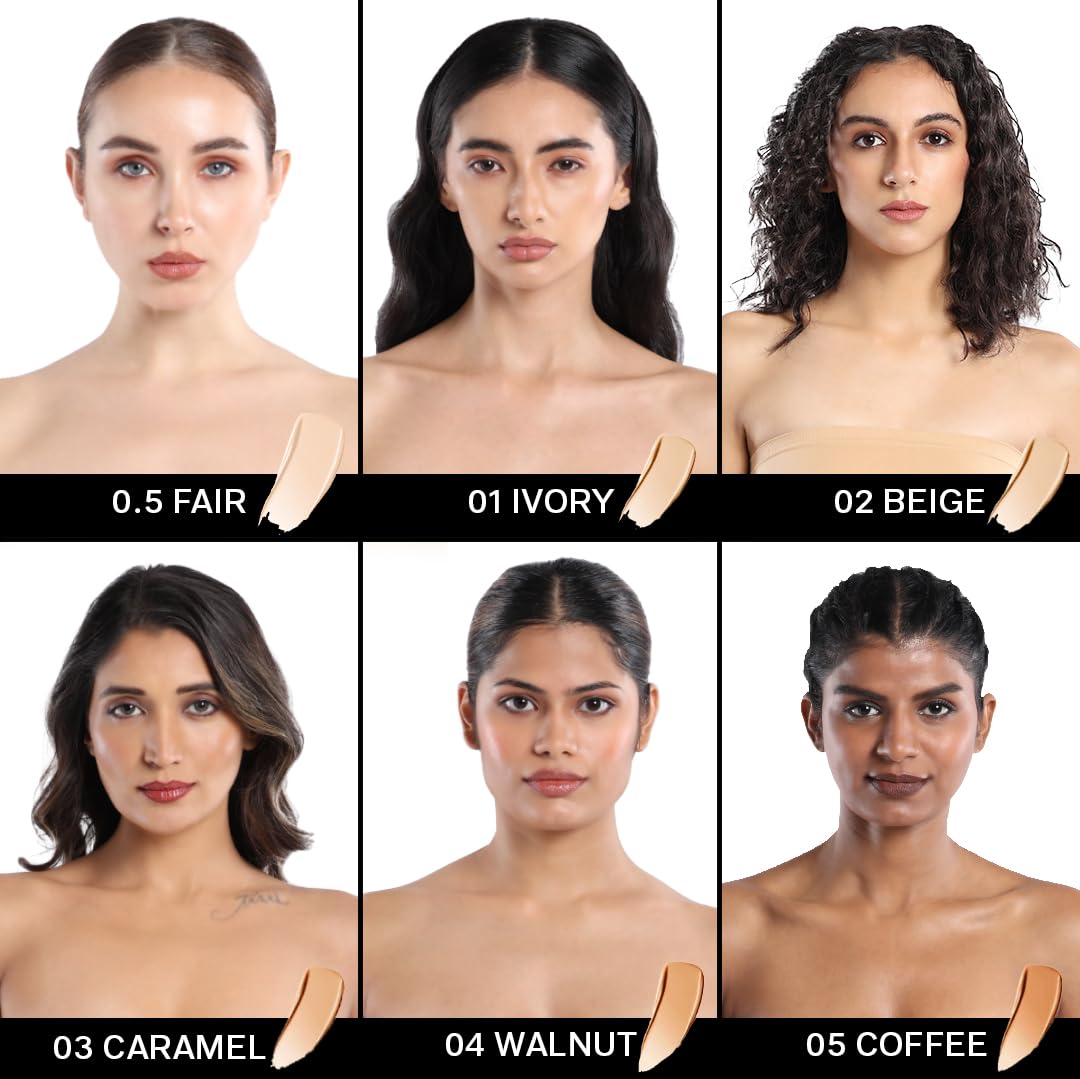 FLiCKA The Base Story Cream Foundation for Face Makeup 8.5gm | Medium to High Coverage | Waterproof & Long Lasting | Smooth & Matte Finish with SPF | All Skin Types | 02 Beige