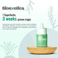 Bioexotica Anti-Oxidant Face Serum Helps Tightening Skin contains Seven Super Herbs & Aloe Vera For 24 Hours Moisturizing Suits All skin Types, No Silicon's & No Parabens - 30 ml (Pack of 1)