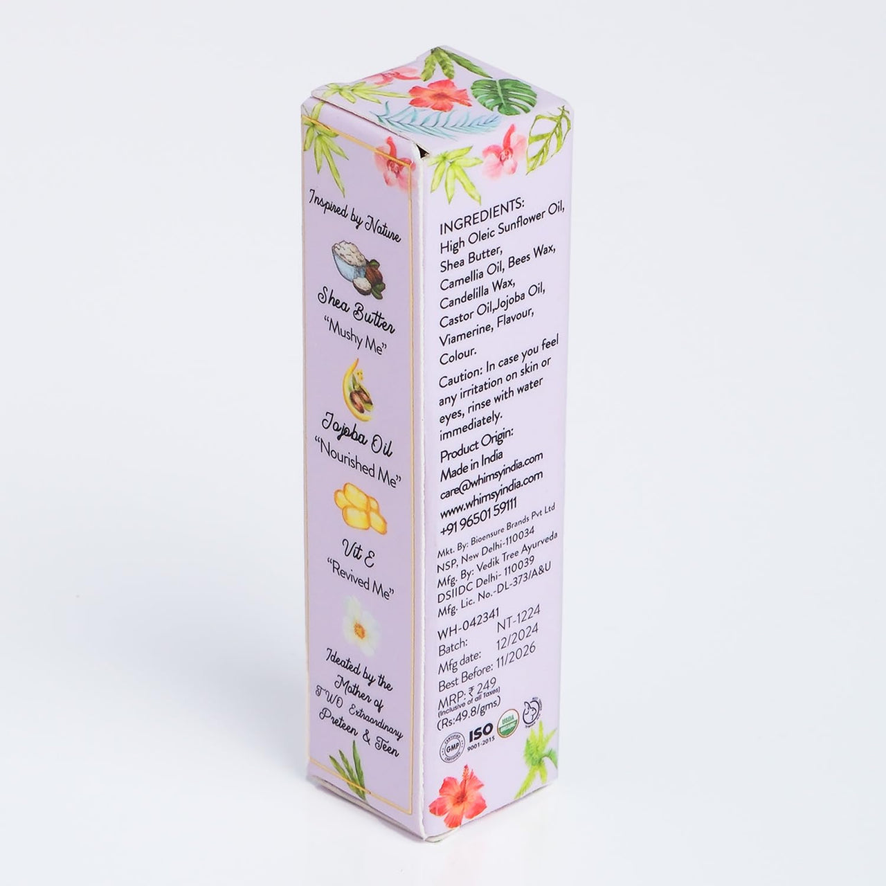 Whimsy Natural Organic Tinted Lip Balm for Kids - Hydrating and Nourishing for Dry & Chapped Lips - All Skin Types - Intense Care for Soft, Smooth, Moisturized Lips (Nature)