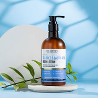 Dr. Sheth's Tea Tree & Lactic Acid Body Lotion- 300 ml | Treats Body Acne | Moisturizes and Light Weight | Exfoliating and Non Sticky
