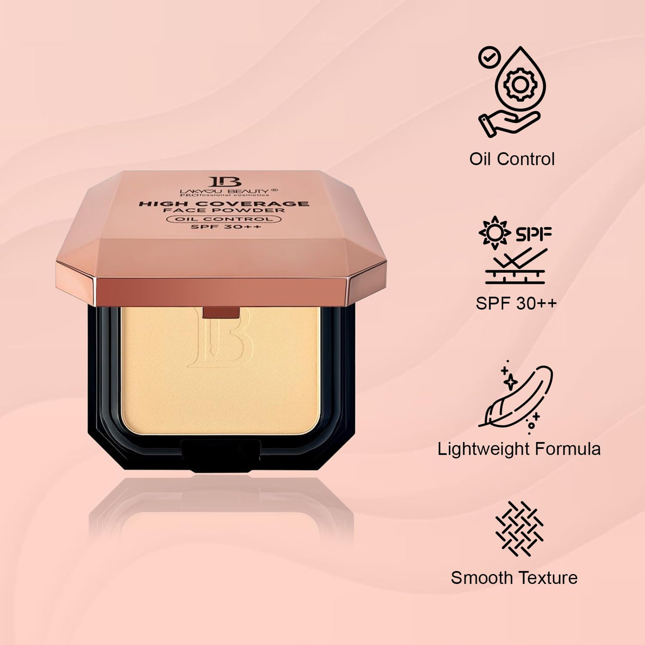 Lakyou Beauty 2in1 High Coverage Compact Powder | Oil Control | SPF-30++ | Waterproof | Matte And Shimmer Shade | Long Lasting | 30g (02(Soft Ivory))