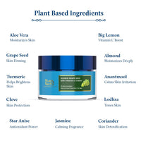 Blue Nectar Vitamin C Face Moisturizer for Oily & Acne Prone Skin with Grapeseed | Oil-Free | Plant Based Vit C Lightweight Cream for Men (19 herbs, 50g)