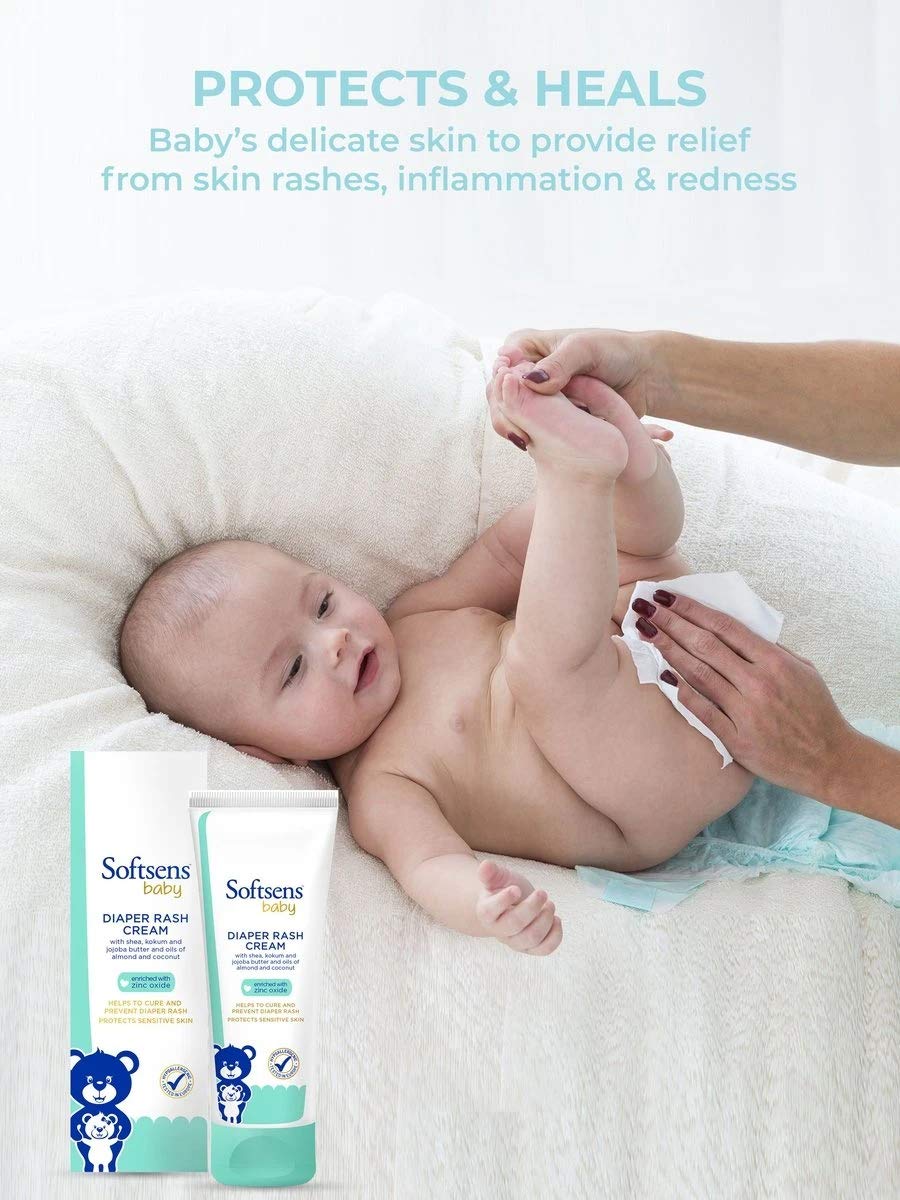 Softsens Baby Natural Diaper Rash | Nappy Cream, Enriched With Aloe Vera Juice and Shea Butter 50 g (Pack of 4)