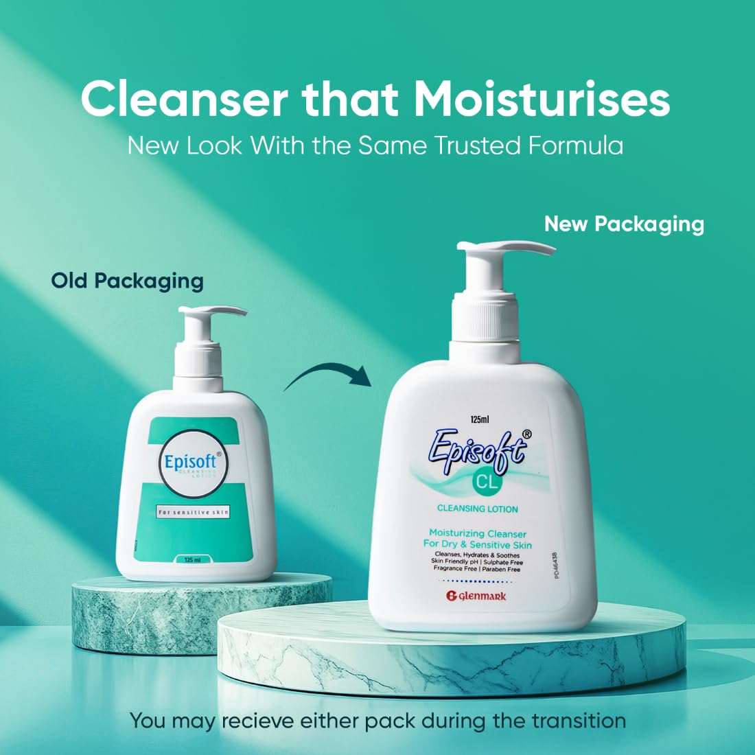 Glenmark Episoft Cleansing Lotion for Sensitive & Dry Skin I Cleanser for face | Gentle Cleanser removes Excess oil I Moisturises and Makes Skin Soft and Glowing I Makeup cleanser I Free of SLS | 125ml