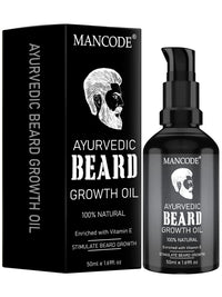 Mancode Ayurvedic Beard & Hair Growth Oil, 50ml | Natural hair oil for Thicker & Longer Beard | Beard Oil for uneven, patchy & Fast Beard Growth | 100% Natural