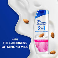 Head & Shoulders 2-in-1 Smooth and Silky Anti Dandruff Shampoo + Conditioner for Women & Men, With Almond Milk (180 ml)