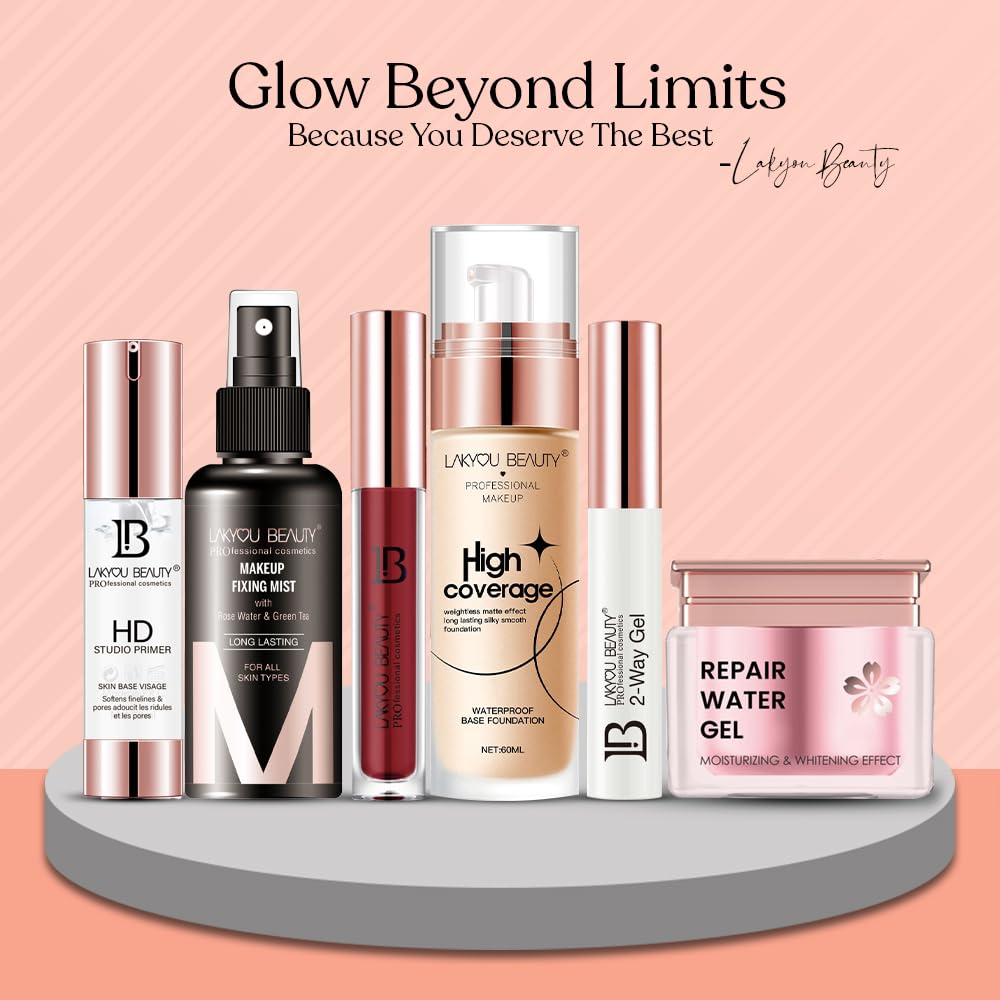 Lakyou Beauty High Coverage Base Foundation | Waterproof | Long Lasting | Light Weight | Shade-01(White Ivory) | Pack Of 2