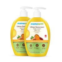 Mamaearth Ubtan Sunscreen For All Skin Types Body Lotion Spf 30 With Turmeric & Saffron For Glowing Skin ? 300 Ml (Pack Of 2)