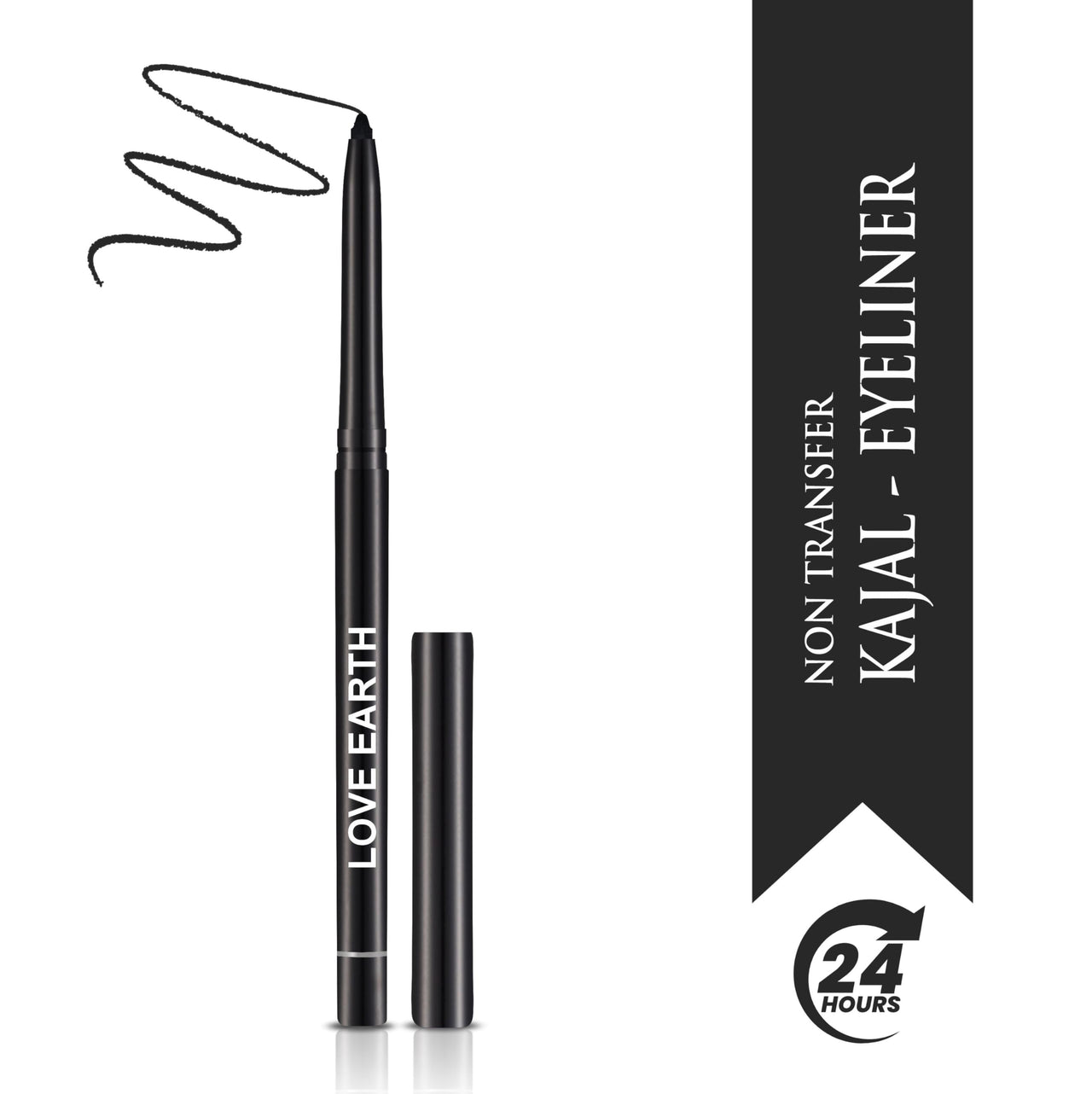 LoveEarth Intense Black Kajal & Eyeliner Pencil – Waterproof, Smudge-Proof, Long-Lasting | Creamy Matte, Non-Transfer Formula | Ideal for Everyday Use – 0.35g