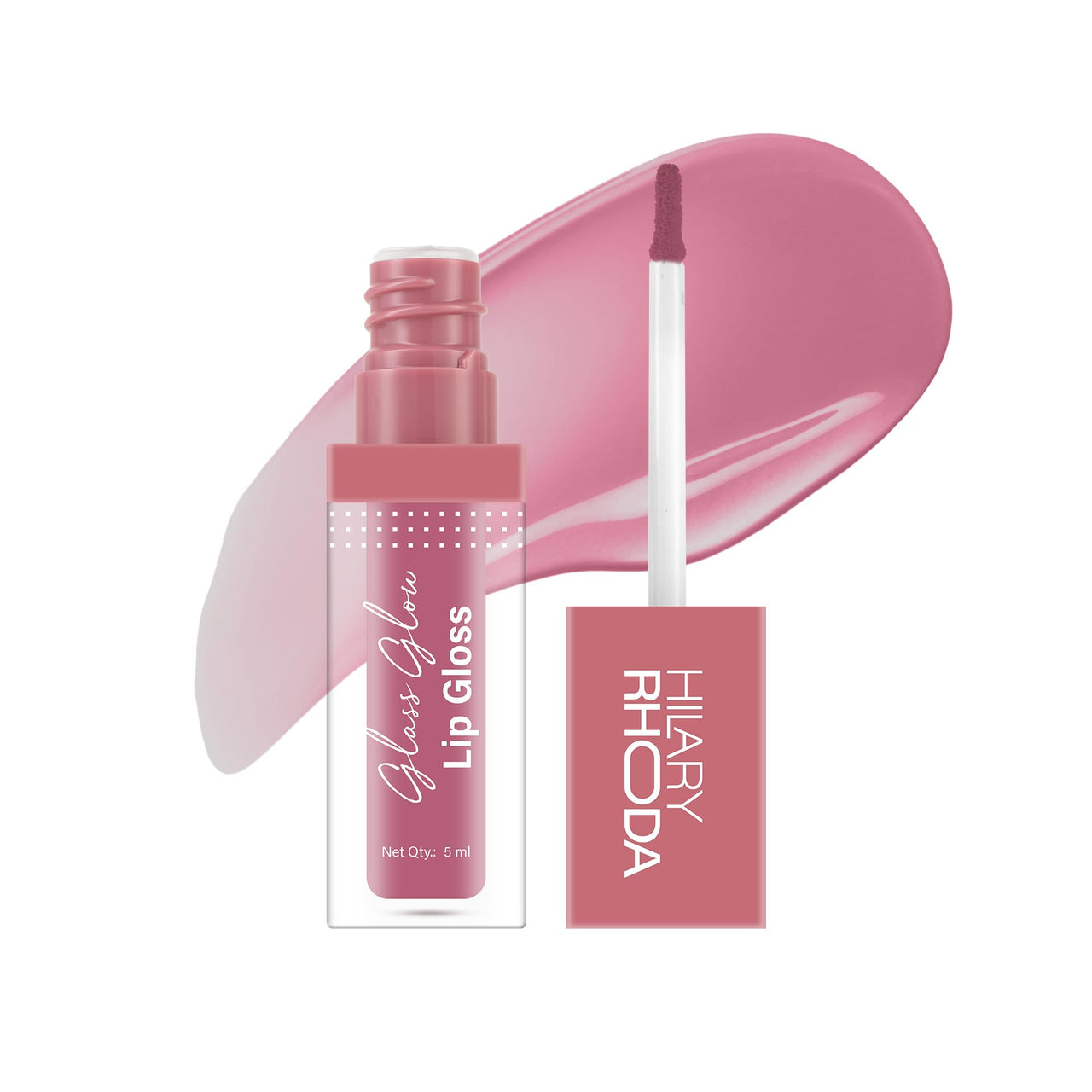 Hilary Rhoda Glass Glow Lip Gloss | Nourishing & Hydrating Lip Gloss | Sheer Coverage | High Shine | Juicy & Plump Lips | Glides on Smoothly | 5ml (Oh So Mauve - Shade 04)