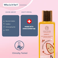 Little Rituals SWEET ALMOND (BADAM OIL) Baby Massage Oil and Hair oil, Cold Pressed and Certified ORGANIC with SWISS Plant Actives. Dermatologist Tested by Pediatrics, Mild & Gentle & Safe (200 ML)