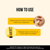 Dr. Sheth's Ceramide & Vitamin C Lip Balm | Heals Dry & Chapped Lips 24H Moisturization| Sun Protection with SPF 50+ PA+++| Barrier Repair |Non Sticky | Non greasy|Lightweight| All Genders| 10g