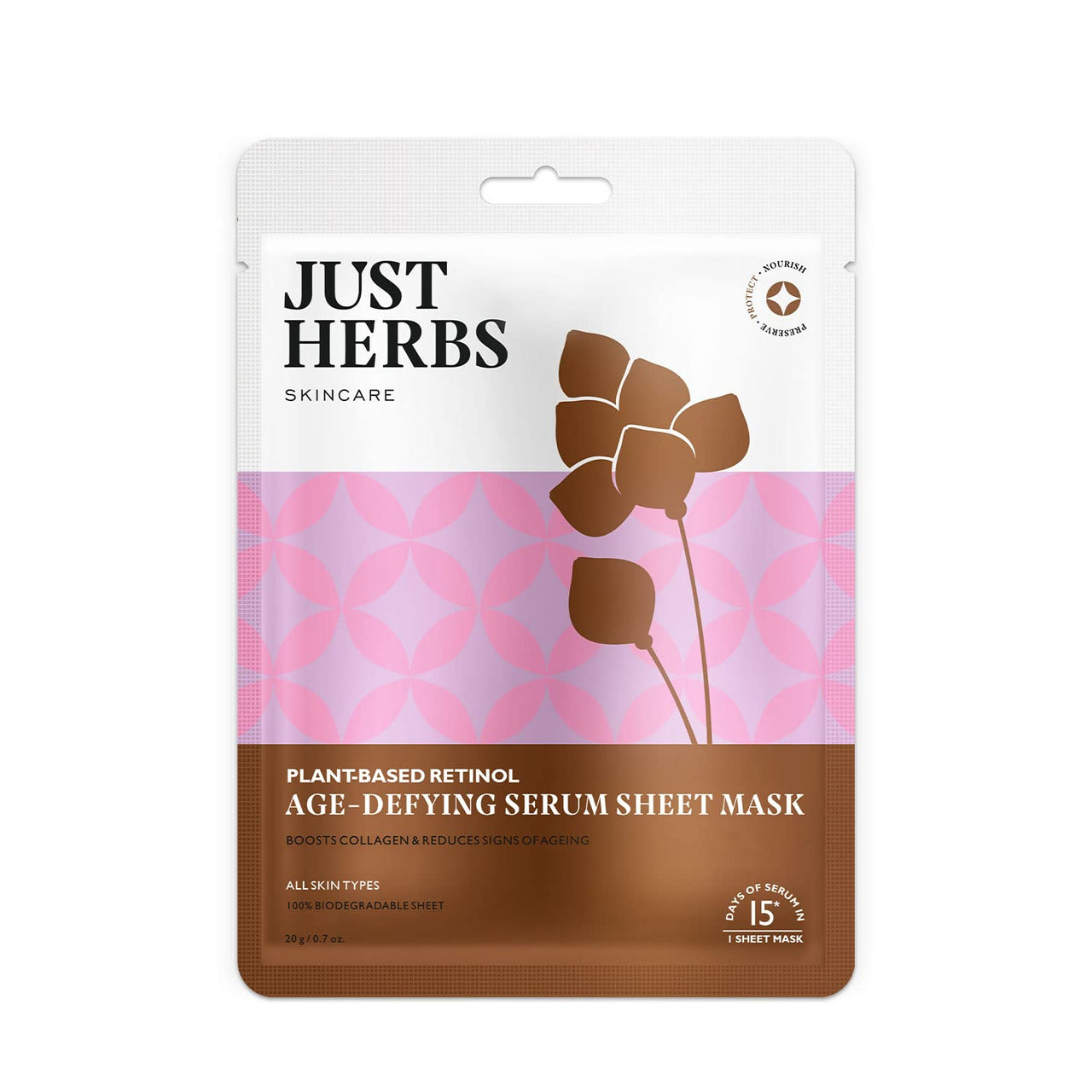Just Herbs Sheet Mask Glowing Skin Serum Masks & Sheet Mask Glowing Skin Serum Masks Combo, Pack Of 1