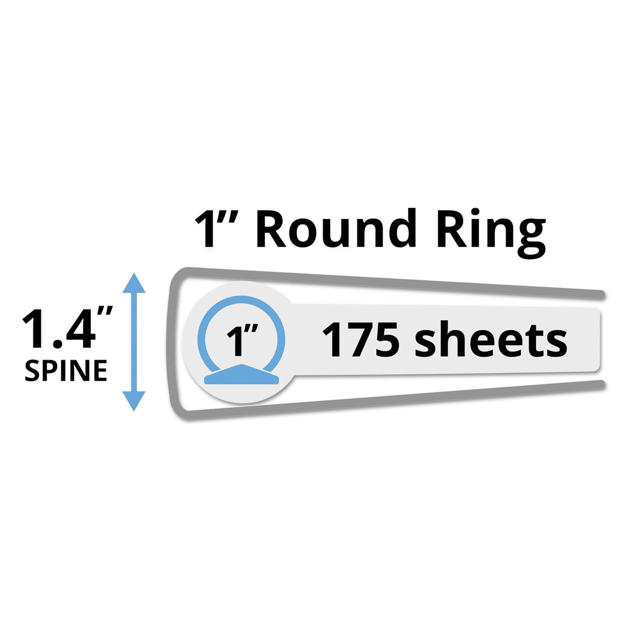 Avery Economy Binders with Round Rings & Label Holder - Black, 1", 1 Pack, Model:04301