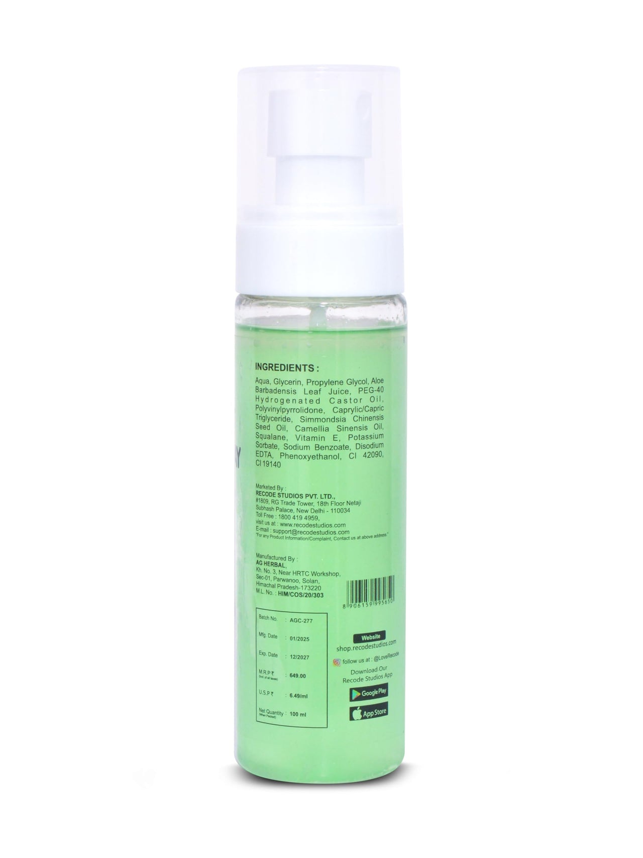 Recode Perfect Grip Spray Makeup Fixer 100 Ml|Dewy Finish|Vitamin E Enriched|Long Lasting|Keeps Makeup Intact|Hydrates, Soothes & Refreshes Skin
