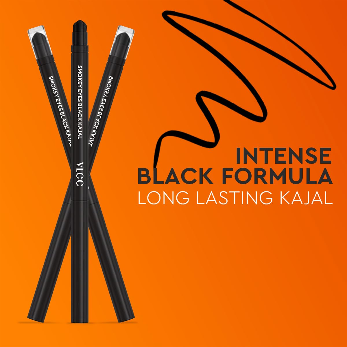 VLCC Smokey Eyes Black Matte Kajal - 0.35G (Pack Of 2) | Intense Black Color | Long Lasting Effect | Smudge-Proof And Water-Proof Application | With Blender To Sharpen For Dynamic Effect