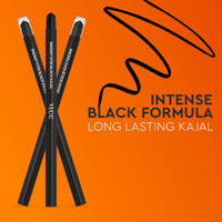 VLCC Smokey Eyes Black Matte Kajal - 0.35G (Pack Of 2) | Intense Black Color | Long Lasting Effect | Smudge-Proof And Water-Proof Application | With Blender To Sharpen For Dynamic Effect