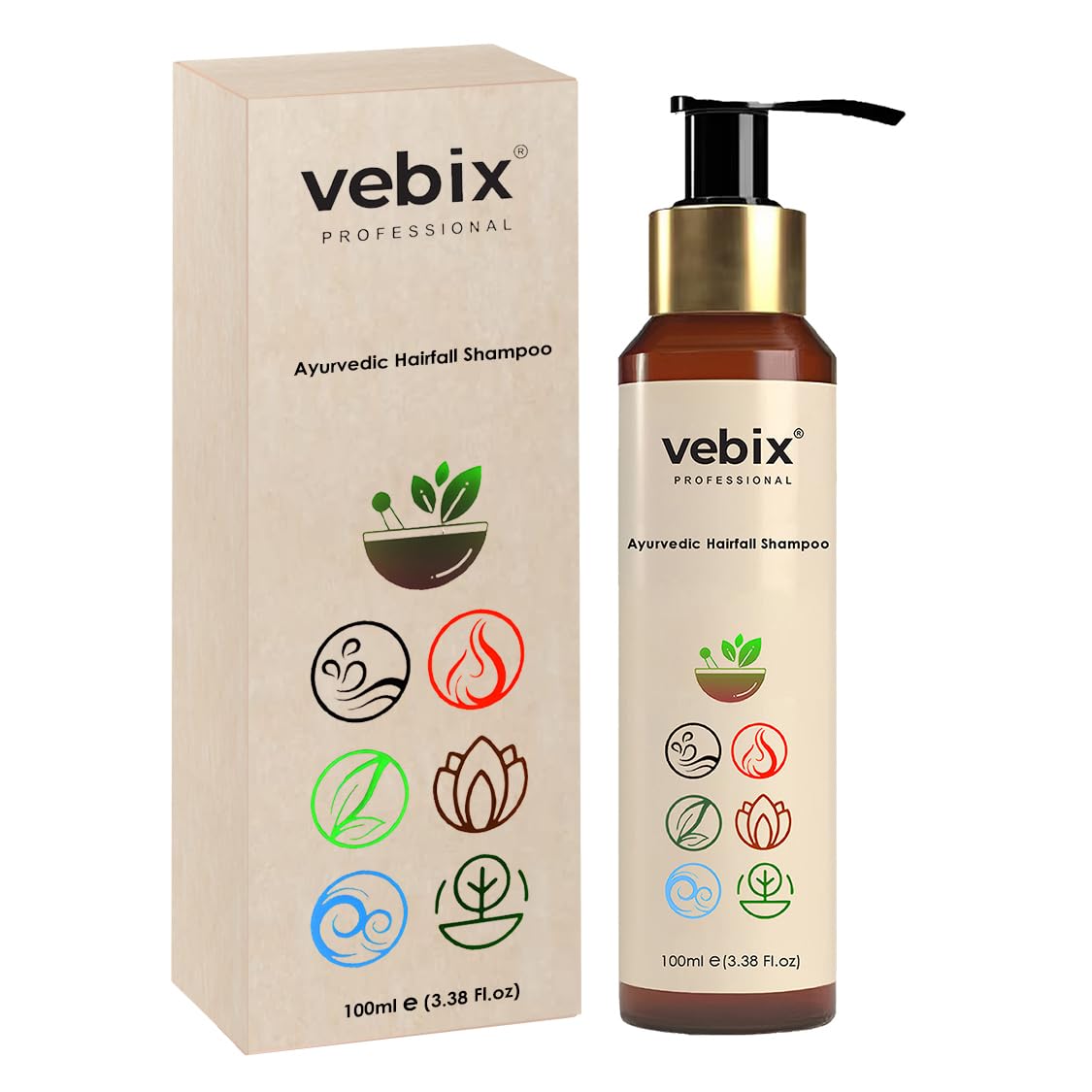 Vebix Professional Customized Ayurvedic Anti-Hairfall Shampoo For All Hair (200ml)