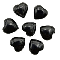 Loveliome 7 Pcs Natural Mini Black Obsidian Heart Love Healing Palm Crystal Energy Stone(0.6 Inch) Black-black Obsidian 0.6