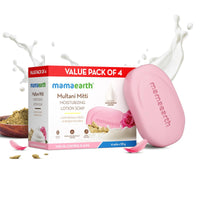 Mamaearth Multani Mitti Moisturizing Lotion Soap with Multani Mitti & Rose for Oil Control & Acne 125g (Pack of 4) | Benefits of Lotion in a Soap | Deeply Cleanses & Moisturizes | Grade 1 Acne Soap