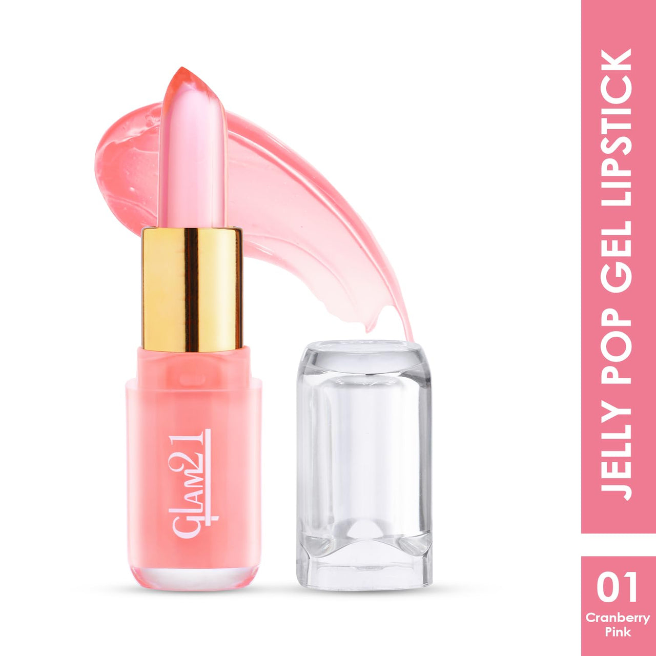 Glam21 Jelly Pop fruity gel lipstick| Moisturising | Glossy Finish | Gives a Natural Colour | Lightweight | Cranberry Pink & Strawberry Red 3.5gm Each | Combo Pack of 3