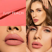 HYUE HydraMatte™ Liquid Lipstick | 2.2ml | Just Peach Soft-Matte Long-Wear | Intense Color | With Jojoba, Almond & Gooseberry Extracts | Travel-Friendly | Precision Tip | 12 Bold Shades