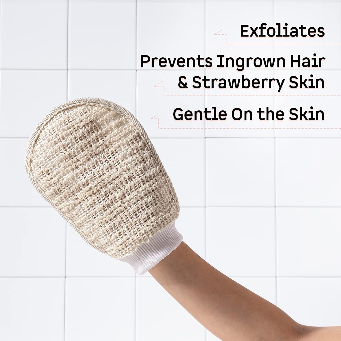 mCaffeine Exfoliating Gloves for Body Cleansing and Scrubbing | Bath Glove - made of 100% Natural Fibre | Gentle on the Skin | Sustainable, Unisex | Easy to Use