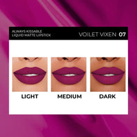 SOKU Always Kissable Long-Lasting Matte Liquid Lipsticks for Women Waterproof, Smudge-Proof | Lightweight Vegan Formula with Vitamin E | Smooth Application, Rich Colour (Violet Vixen-07) - 4.5 ml