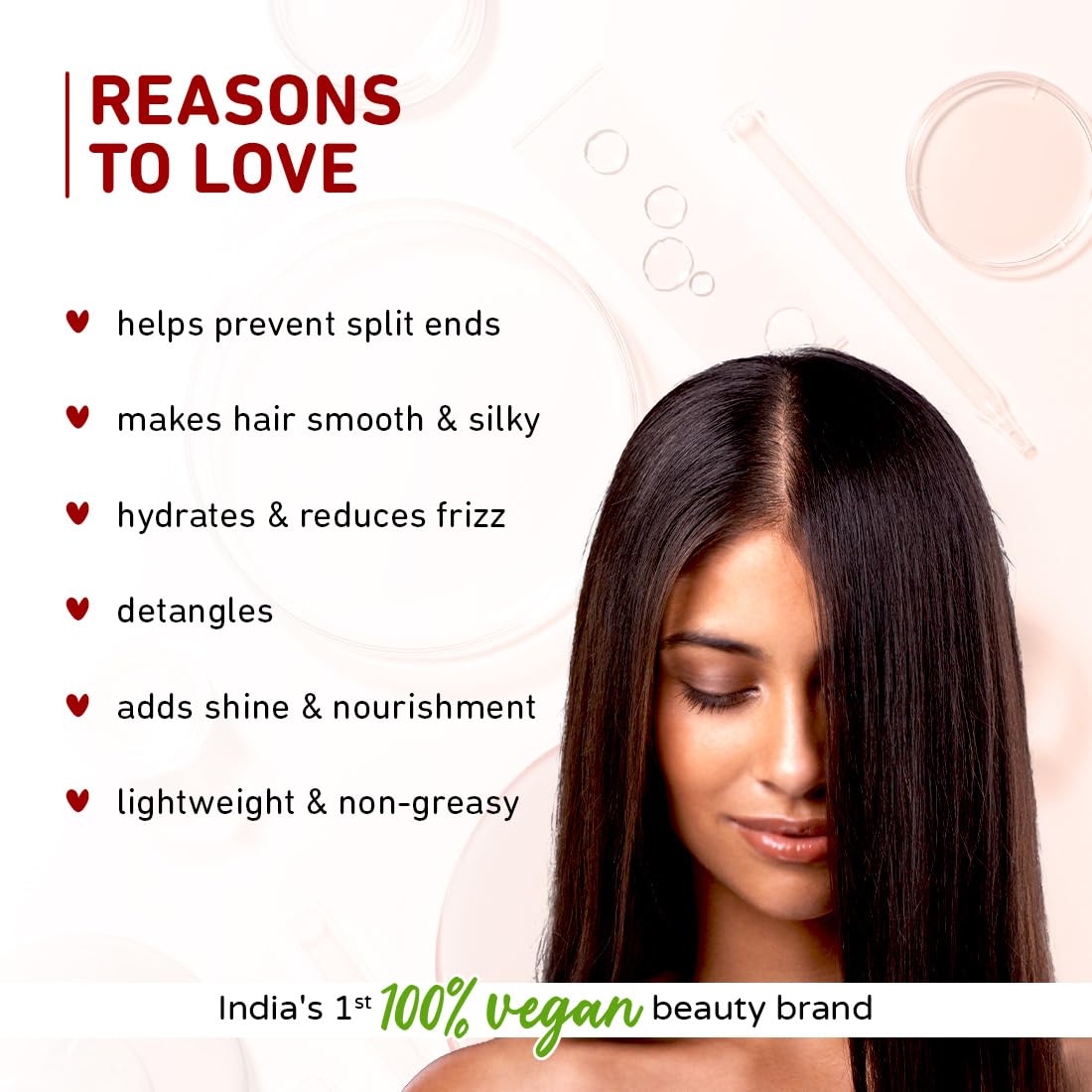 Plum Hibiscus & Ceramides Smoothing Hair Serum | Enriched with Jojoba Oil & Vitamin E | Nourishing Formula for Long, Frizz-Free Hair | Suitable for All Hair Types | 100% Vegan & Cruelty-Free | 75ml