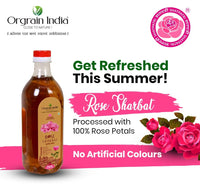 Orgrain India Pushkar Raj Rose (Gulab) Sharbat 1000ml With Pink Rose Petals | Mix with Water, Milk, Ice Creams, Faloodas, Mock Tails, Desserts & Sweets