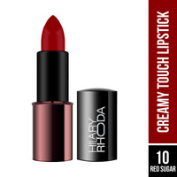 Hilary Rhoda Creamy Touch Lipstick | Infused with Olive Oil, Shea Butter & Vitamin E | Highly Pigmented & Creamy Texture | Long Lasting & Keeps Lips Moisturising - 4g (Red Sugar - Shade 10)