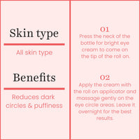 O3+ Bright Under Eye Circle Cream - for Dark Circles for Women| With Soothing Massage Roller 15g